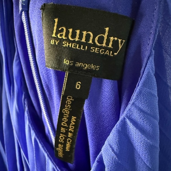 Laundry by Shelli Segal Dazzling Blue Pleated Halter Dress, Size 6 (NWT) - Picture 5 of 6